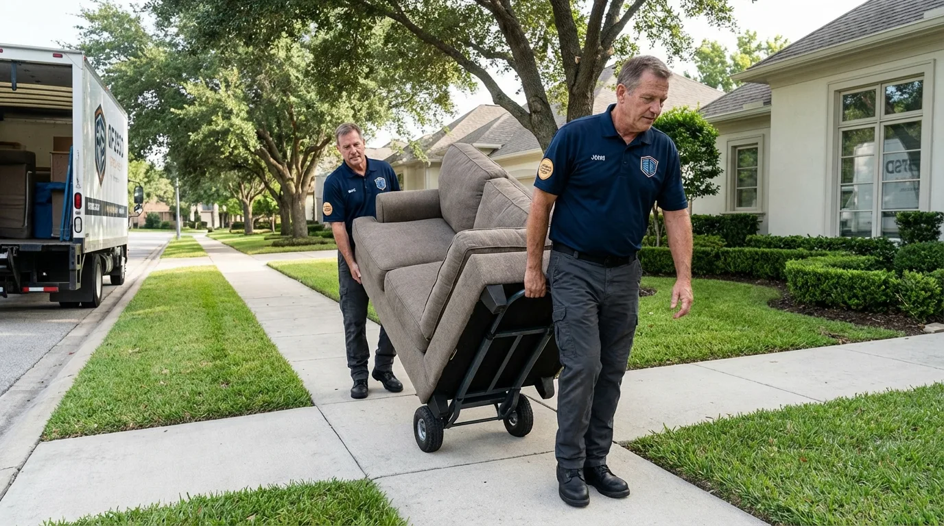 Local residential moving crew loading furniture in Huntington Beach, CA